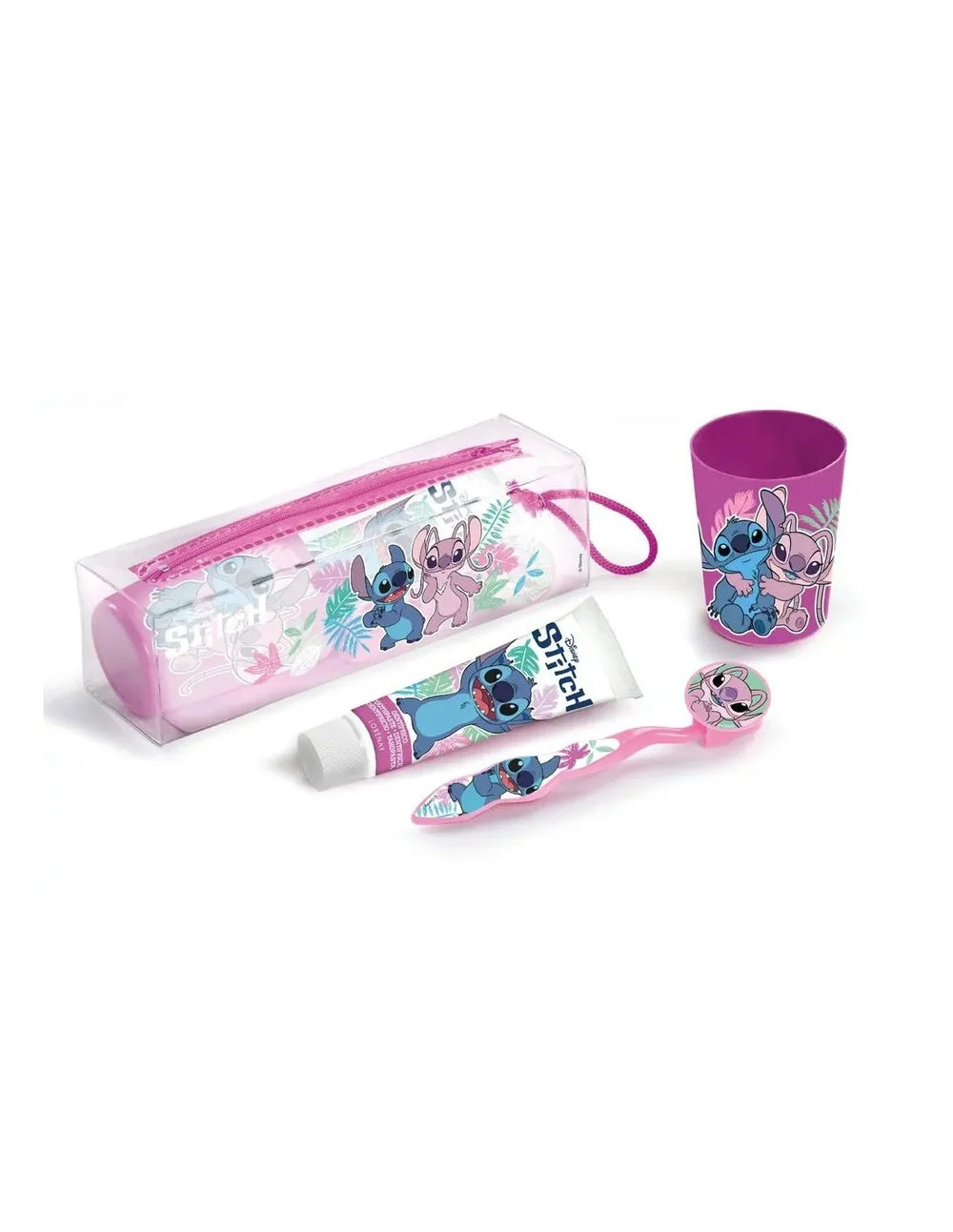 Disney Neceser Stitch Bucal Denttifrico Cepillo Dental Vasito Unisex
