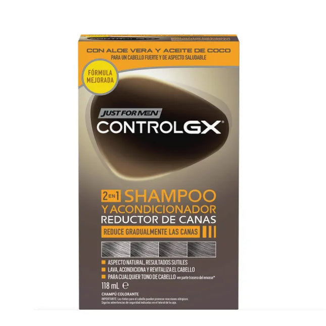 JUST FOR MEN Control Gx Grey Hair Reducing – Shampoo & Conditioner, 118 ml