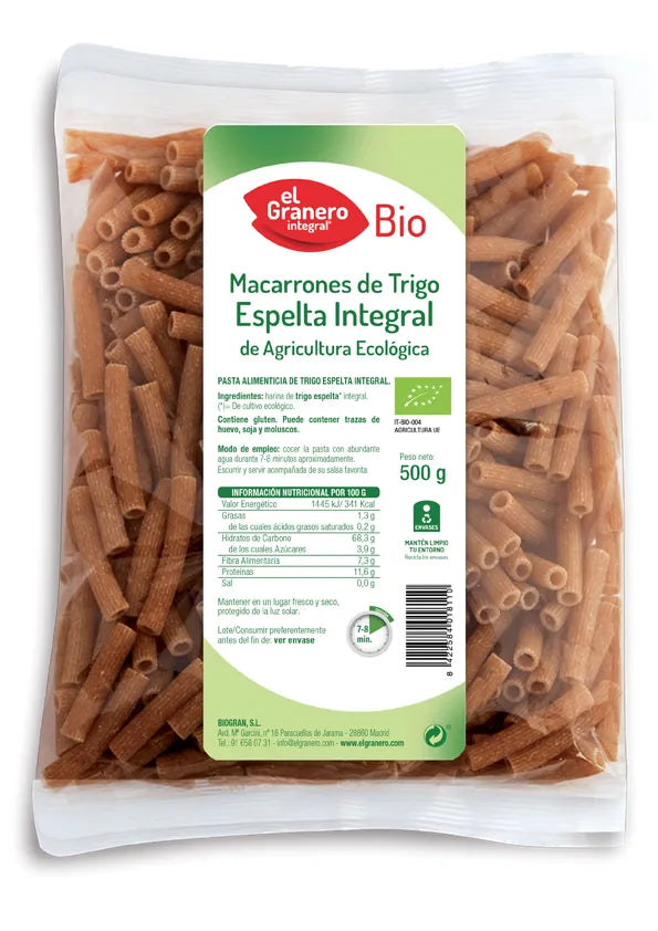 Granero Macarrones Espel Int Bio, 500 g