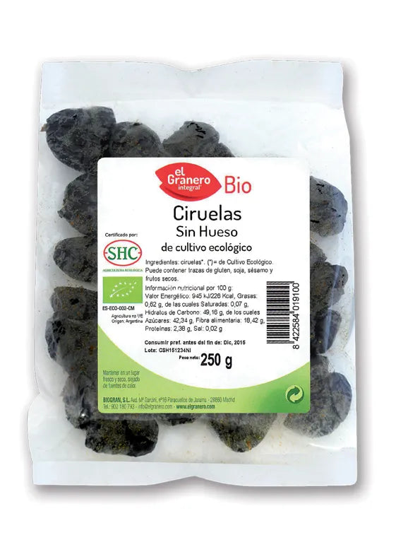 Granero Ciruelas S-Hueso Bio, 250 g