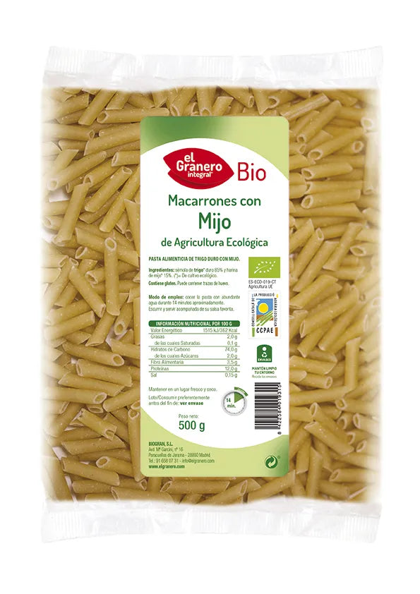 Granero Macarrones Con Mijo Bio, 500 g
