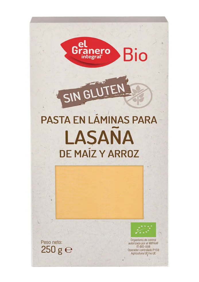 Granero Laminas Lasaña Sin Gluten Bio, 250 g