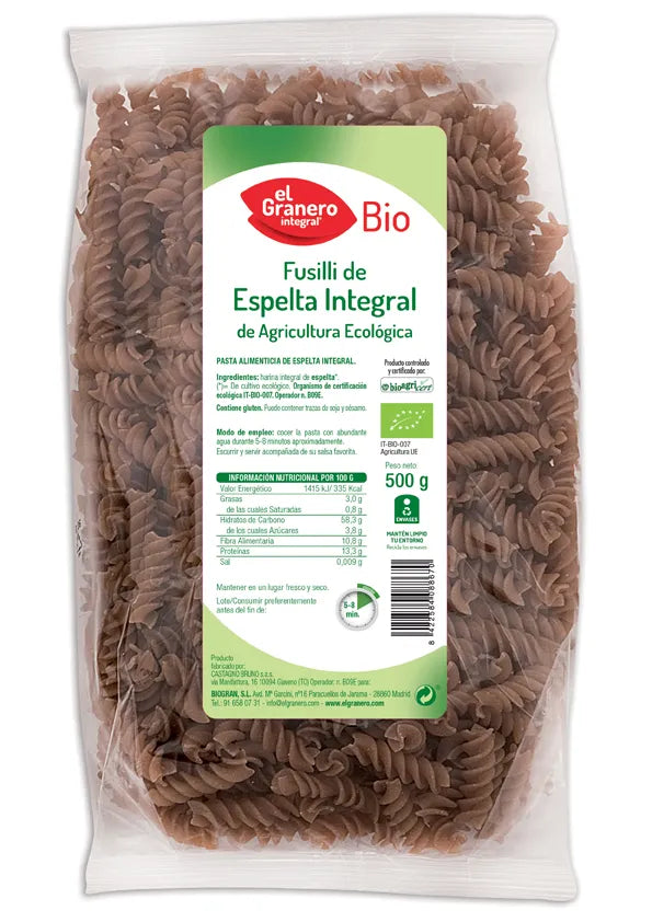 Granero Fusilli Espelta Integral Bio, 500 g