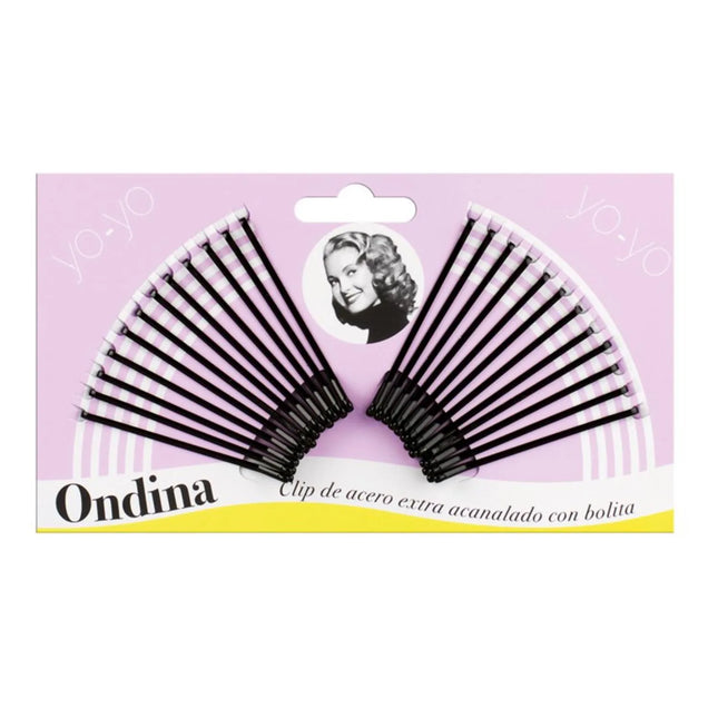 Eurostil Acanalado Clips Acero Con Bolita Negra 50mm Pack, 1 Units