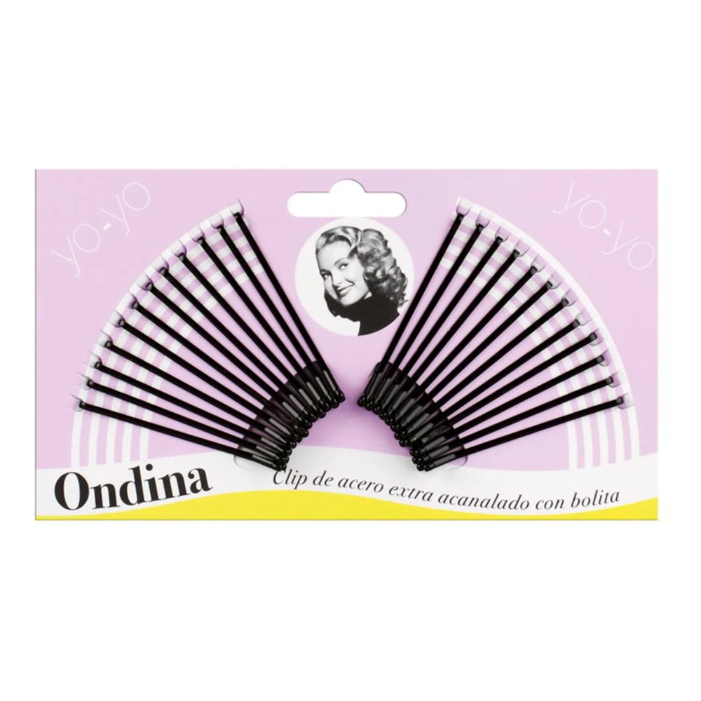 Eurostil Acanalado Clips Acero Con Bolita Negra 50mm Pack, 1 Units