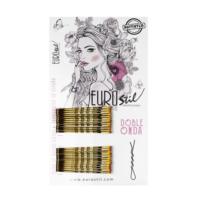 Eurostil Cabello Caja De Clips Doble Onda Bronze, 24 Units