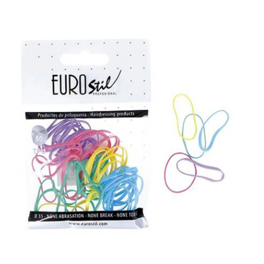Eurostil Cabello Bolsa De Gomas Colores, 50 Units