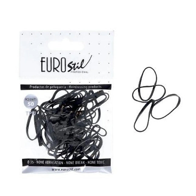 Eurostil Cabello Bolsa De Gomas Negras, 50 Units
