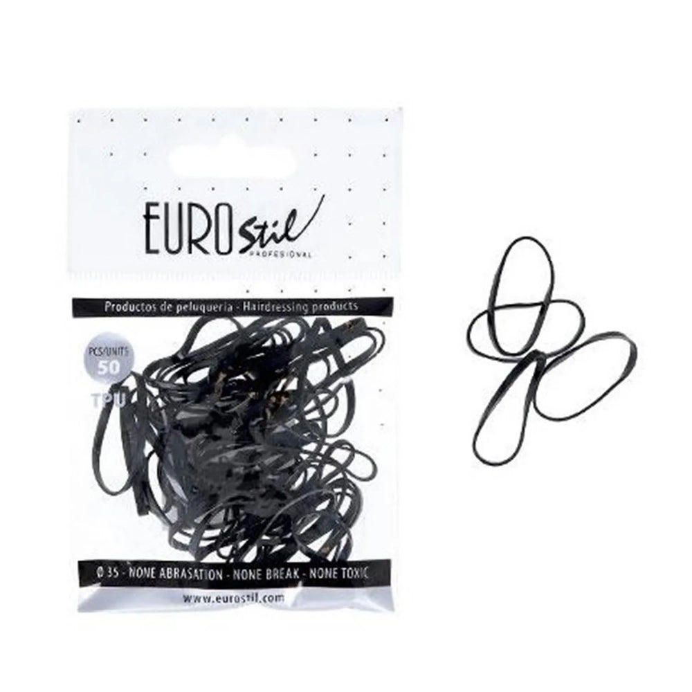 Eurostil Cabello Bolsa De Gomas Negras, 50 Units