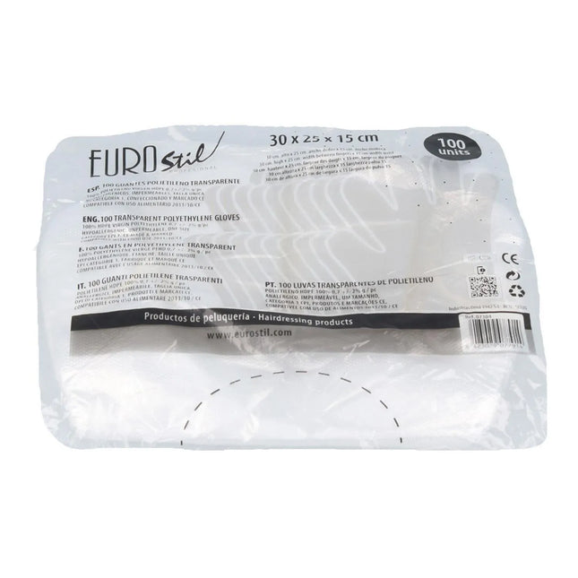 Eurostil Transparentes Guantes Desechables Bolsa, 100 Units