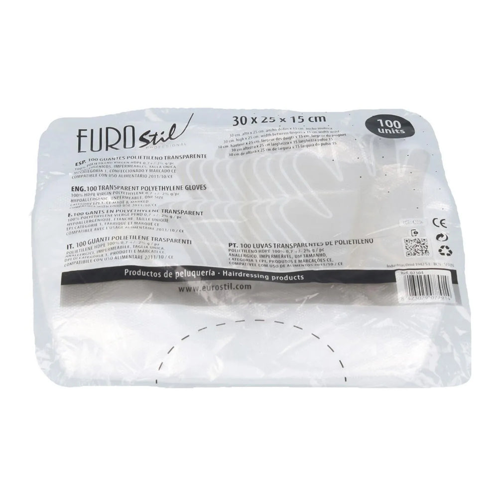 Eurostil Transparentes Guantes Desechables Bolsa, 100 Units