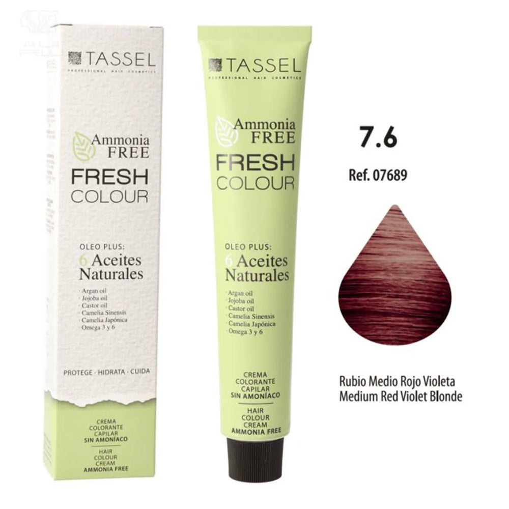 Eurostil Fresh Colour Crema Decolorante 7,6 Rubio Medio Rojo Violeta Sin Amoniaco, 1 Units
