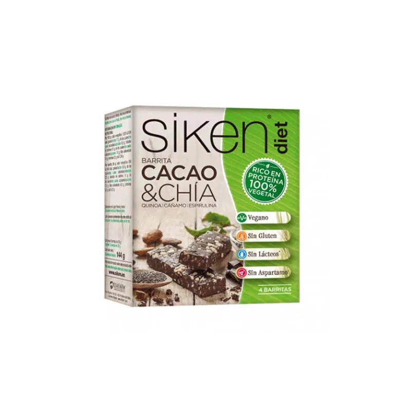 Siken Sikendiet Cocoa and Chia Vegetable Protein 4 Units Of, 36 g