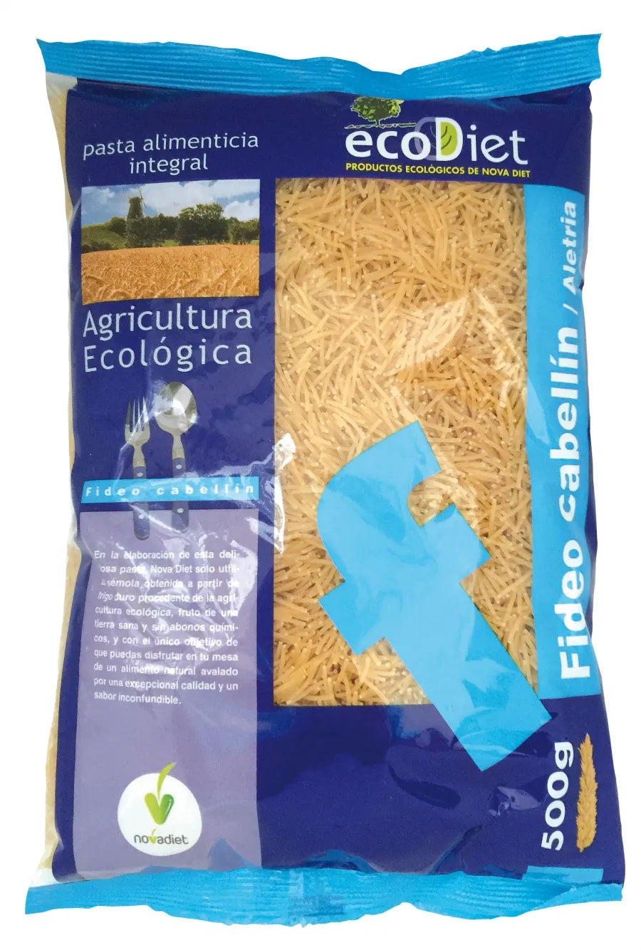 Novadiet Fideos Cabellin Integrales Ecodiet, 500 g