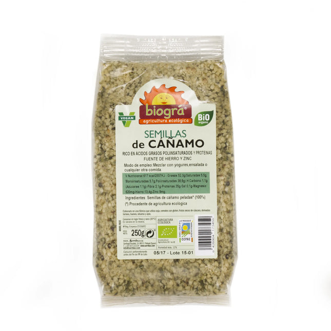 Biográ Semillas De Cañamo Peladas 250 g Biogra Bio