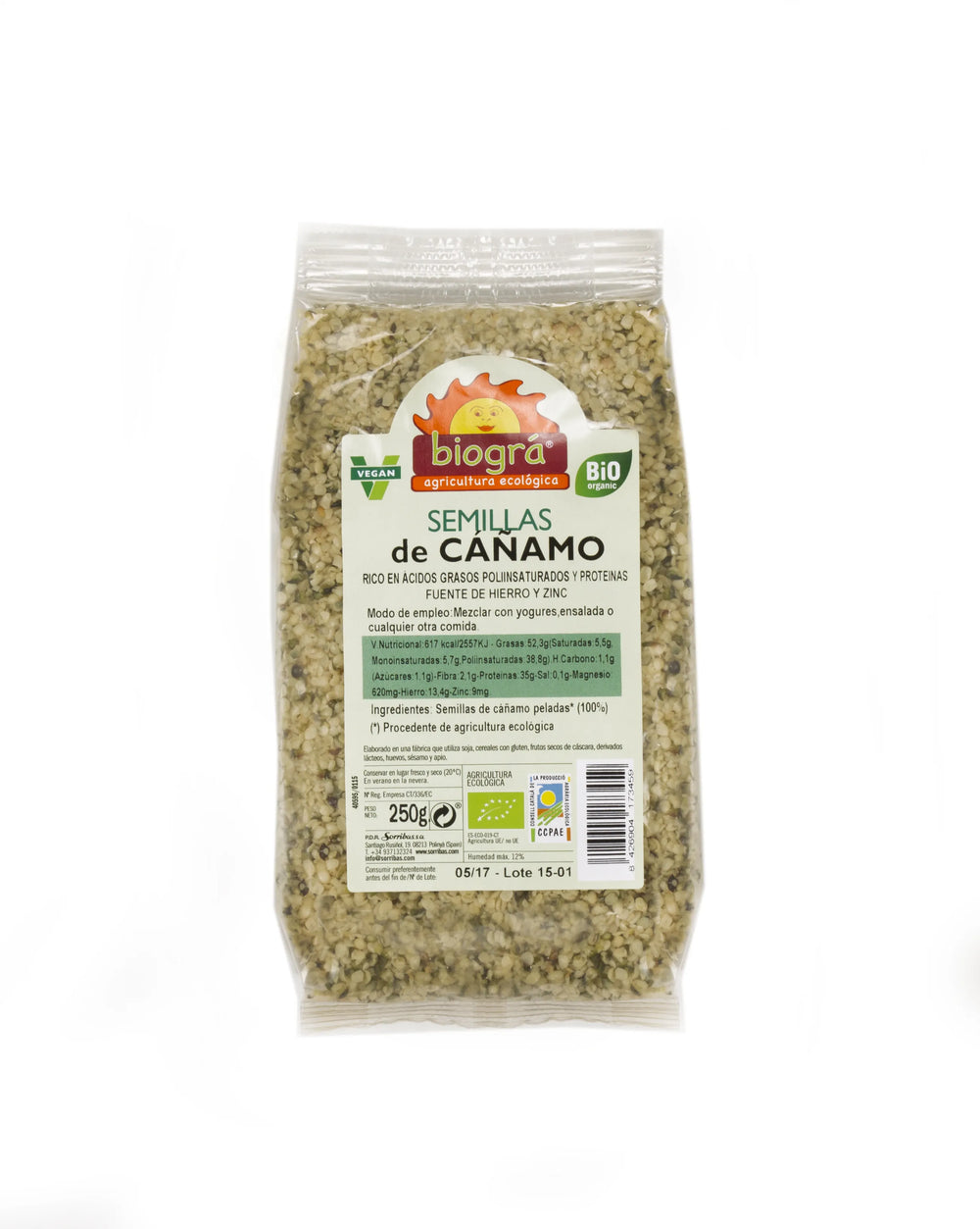 Biográ Semillas De Cañamo Peladas 250 g Biogra Bio