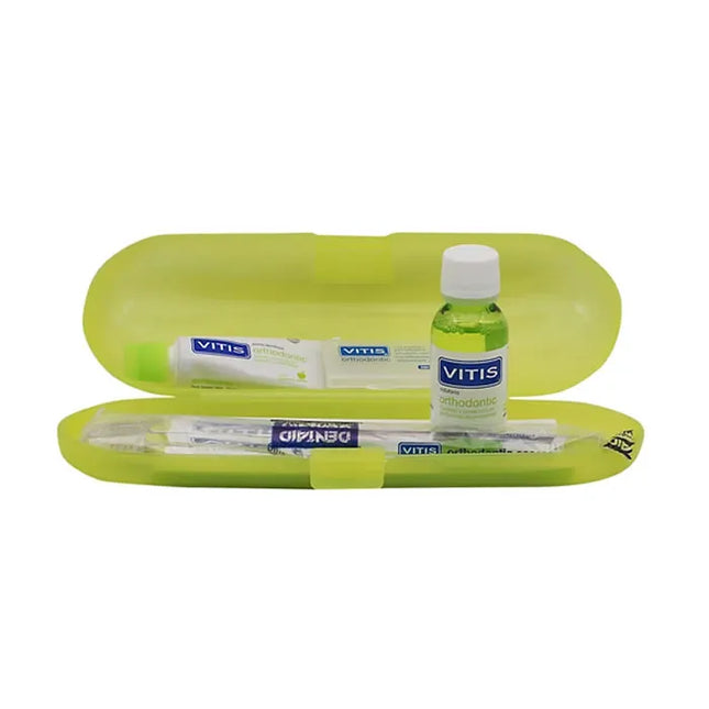 Vitis Orthodontics Brush + Wax + Toothpaste 15 ml + Mouthwash, 30 ml