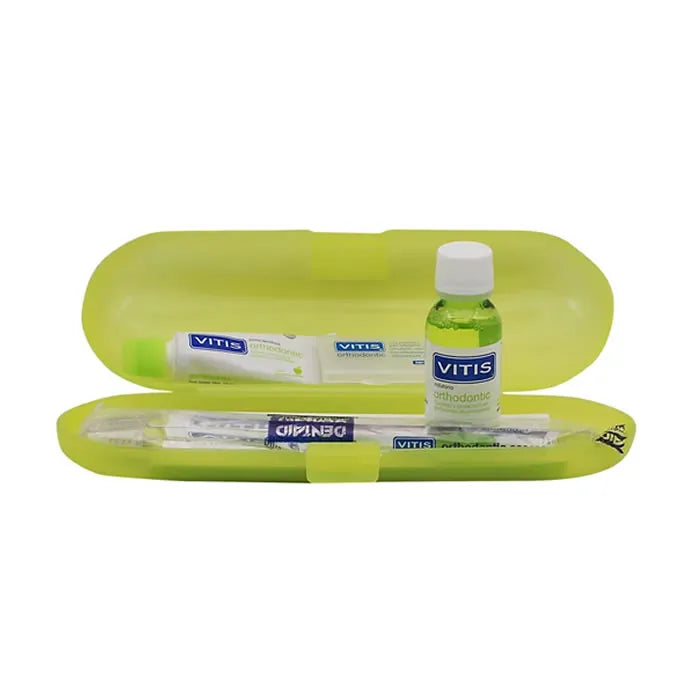 Vitis Orthodontics Brush + Wax + Toothpaste 15 ml + Mouthwash, 30 ml