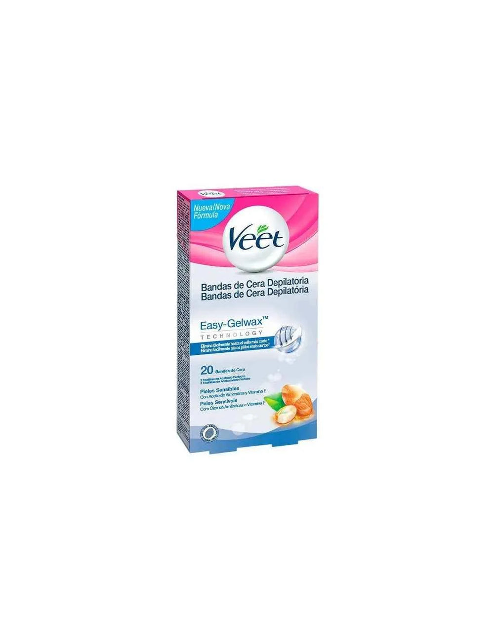 VEET Bandas De Cera Depilatorias Corporales Pure Piel Sensible 20 Unisex