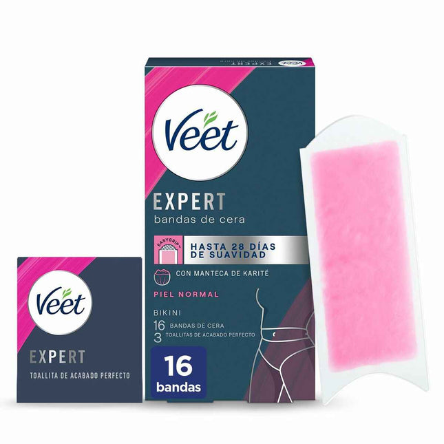 VEET Expert Bikini Bandas De Cera Depilatorias Piel Normal 16 U Unisex