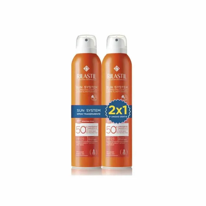 Rilastil Sun System Transparent – Spray Wet Skin Spf50 + Unisex, 2x200 ml