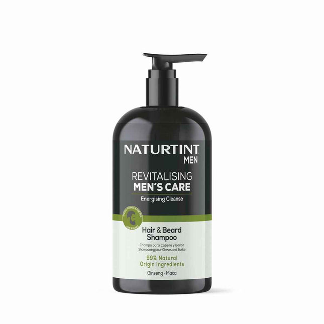 Naturtint Revitalising Men's Care Champú Para Cabello y Barba Limpieza Energizante Unisex, 500 ml
