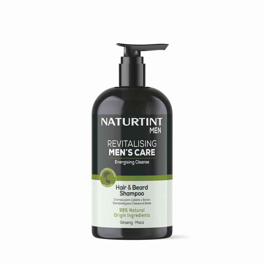 Naturtint Revitalising Men's Care Champú Para Cabello y Barba Limpieza Energizante Unisex, 500 ml