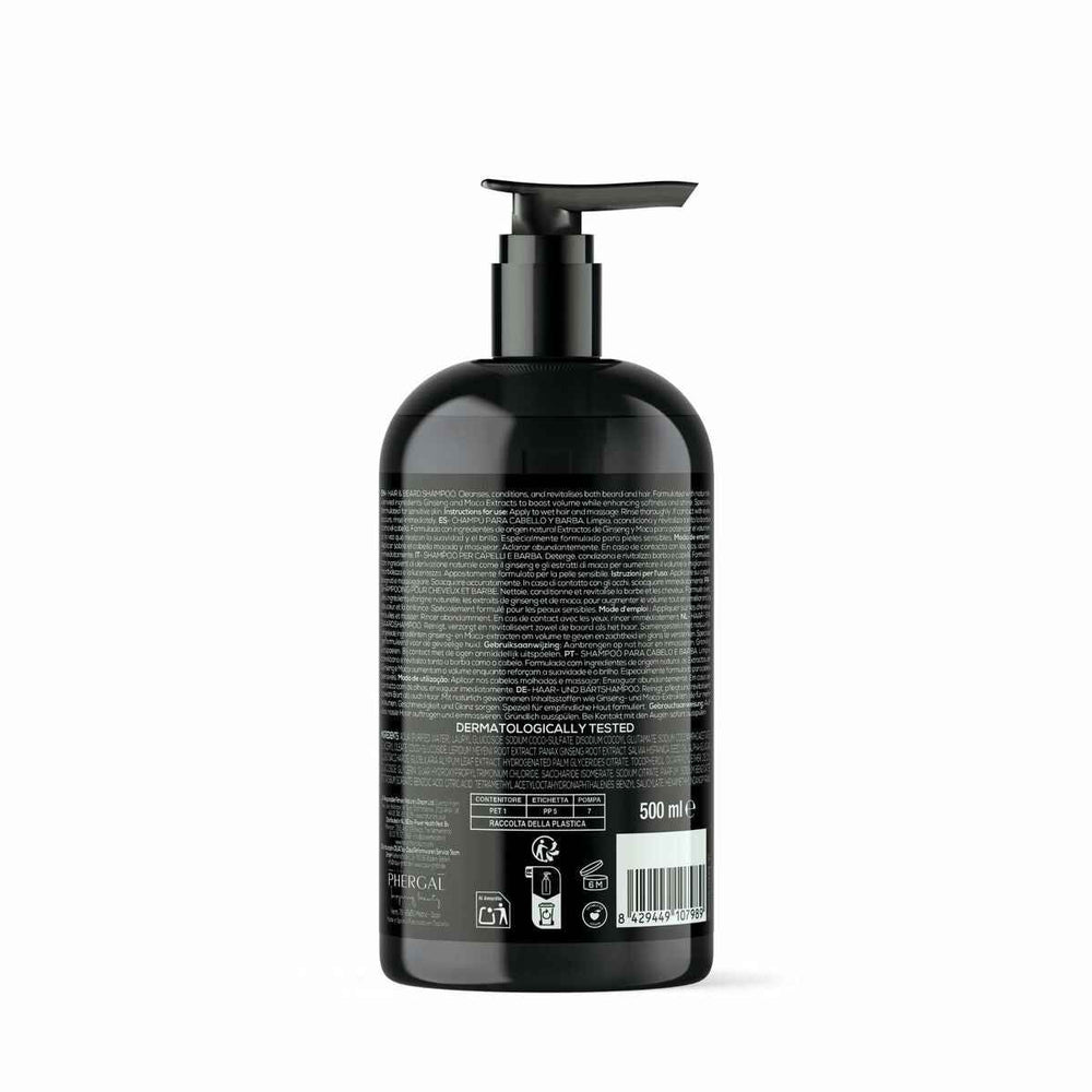 Naturtint Revitalising Men's Care Champú Para Cabello y Barba Limpieza Energizante Unisex, 500 ml