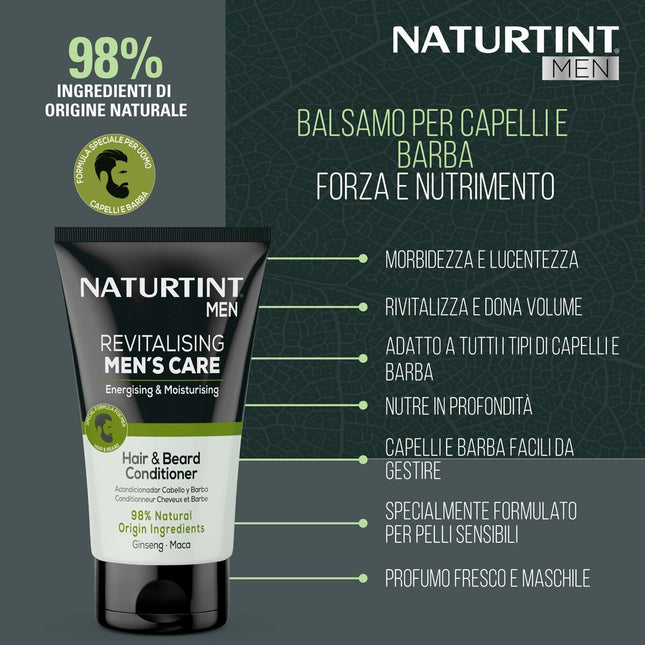 Naturtint Revitalising Men's Care Acondicionador Para Cabello y Barba Fortaleza y Nutrición Unisex, 150 ml