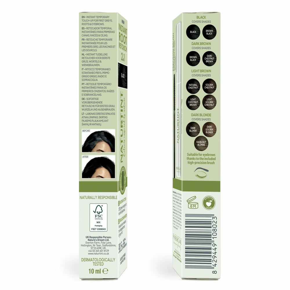 Naturtint Instant Root Retouch Retocador Temporal De Canas 2 En 1 Black Unisex, 10 ml