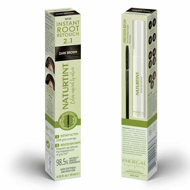 Naturtint Instant Root Retouch Retocador Temporal De Canas 2 En 1 Dark Brown Unisex, 10 ml