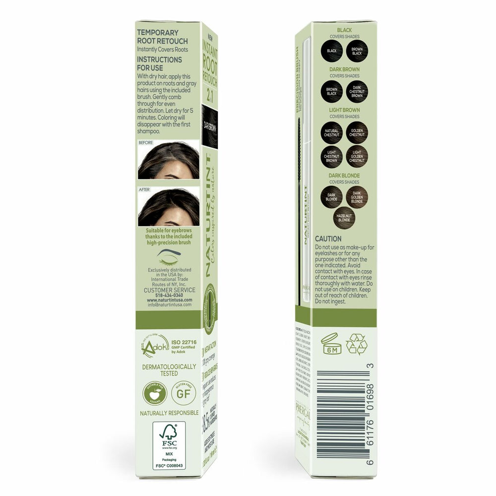 Naturtint Instant Root Retouch Retocador Temporal De Canas 2 En 1 Dark Brown Unisex, 10 ml