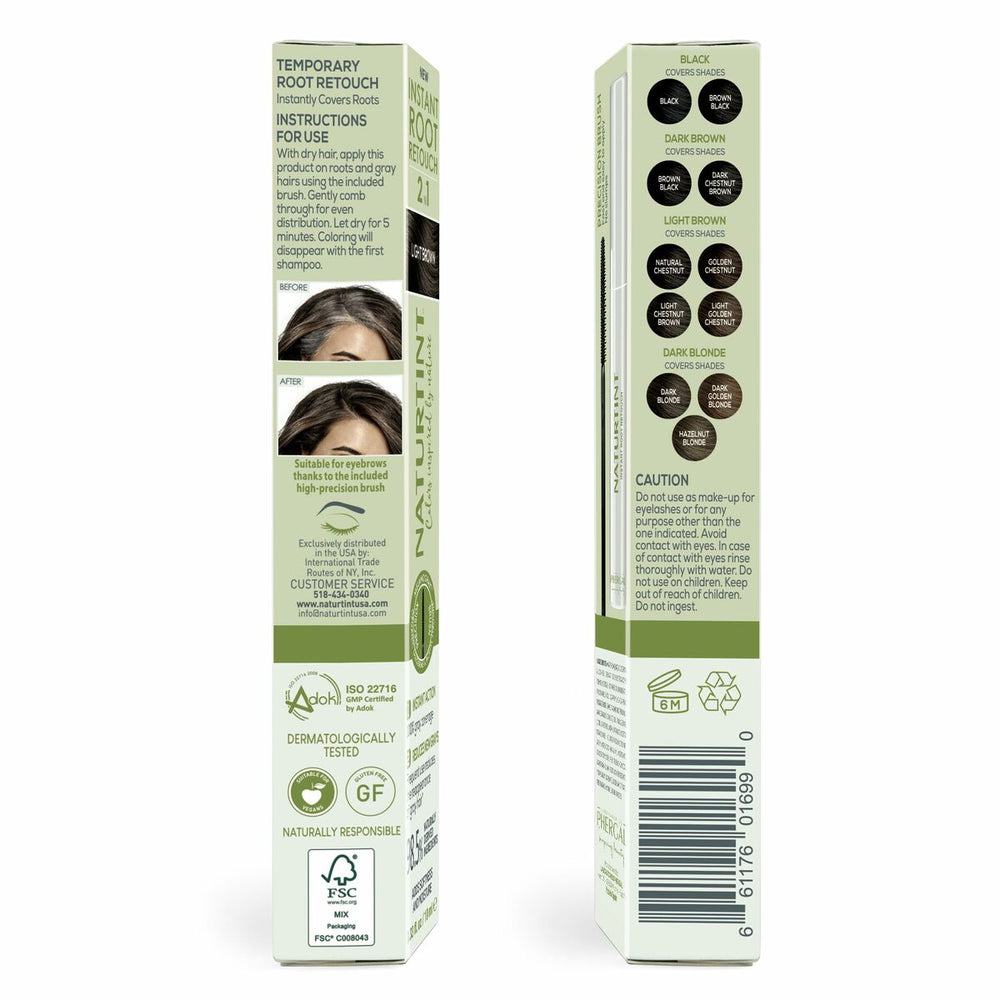 Naturtint Instant Root Retouch Retocador Temporal De Canas 2 En 1 Light Brown Unisex, 10 ml