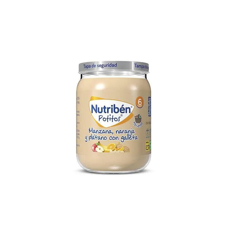 Nutriben Nutribén Potito Merienda Manzana, Naranja y Plátano Con Galleta, 190 g