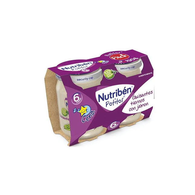 Nutriben Nutribén Potito Cena Bipack Guisantes Tiernos Con Jamón, 2x 190 g