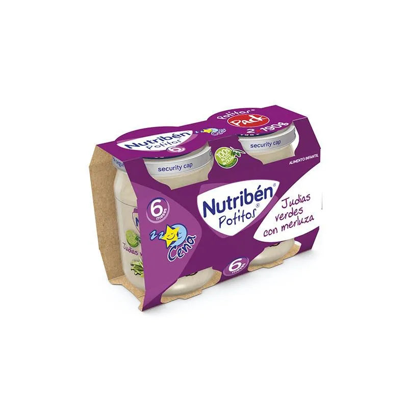 Nutriben Nutribén Potito Cena Bipack Judías Verdes Con Merluza, 2x 190 g