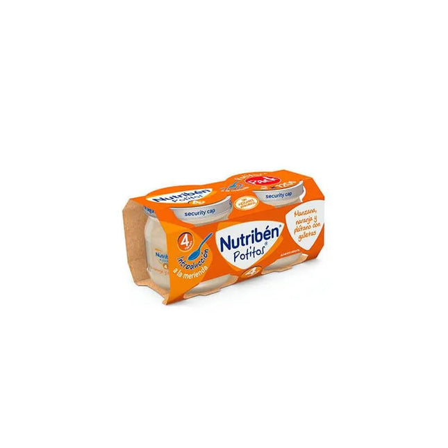 Nutriben Nutribén Potito Bipack Manzana, Naranja, Platano y Galleta, 2x 120 g