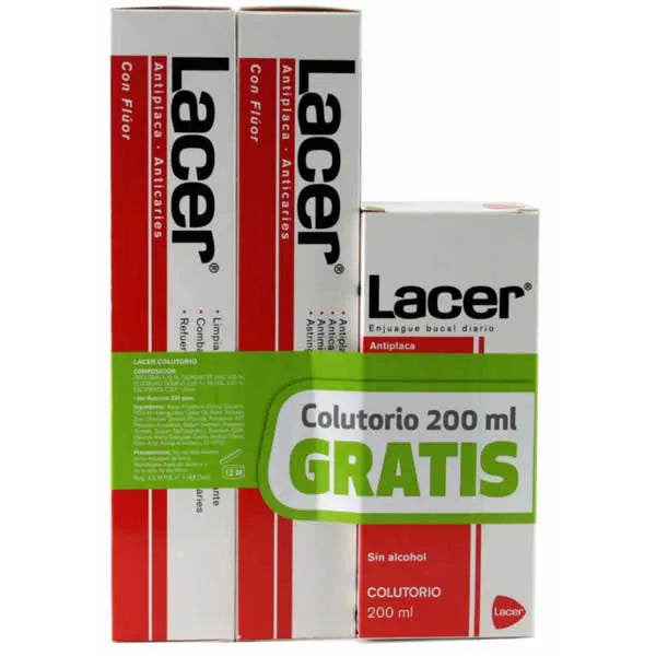 Lacer Duplo Antiplaque-Anticaries Toothpaste 125 ml + Mouthwash, 200 ml