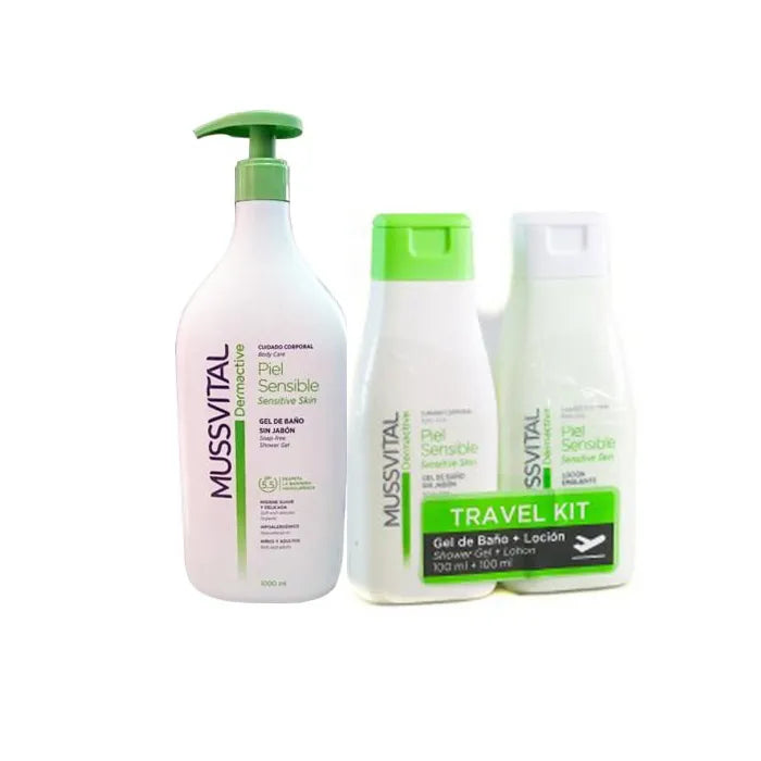 Mussvital Essentials Shower – Gel Sensitive Skin 1000 ml Unisex, Set 3 Pieces
