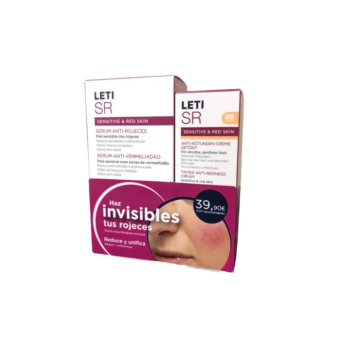 LETI Sr Anti Redness – Serum 30 ml+Leti Sr BB Cream With Colour Spf20 40 ml Unisex, Set 2 Pieces