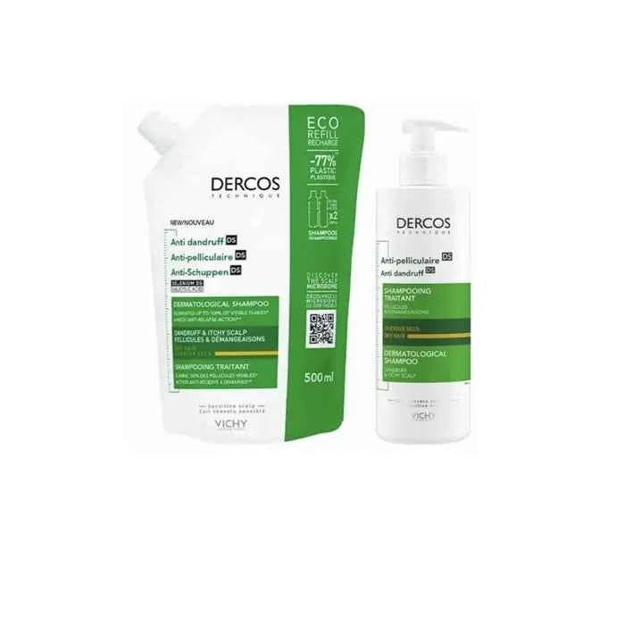 Vichy Dercos Anti Dry Dandruff – Shampoo 400 ml + Eco Refill Unisex, 500 ml