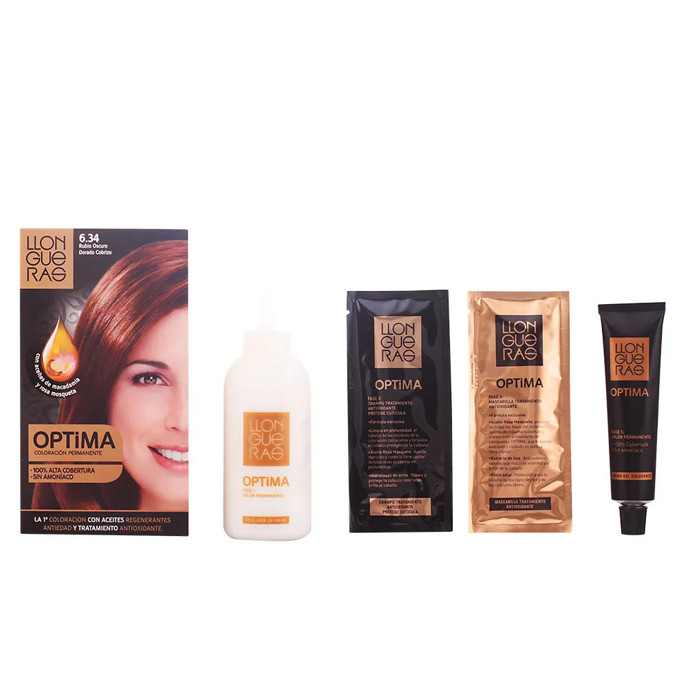 Llongueras Optima Permanent Hair Colour Ammonia Free 6.34 Dark Golden Copper Blond Unisex