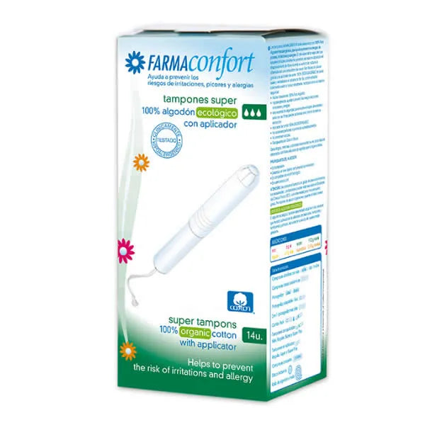 Farmaconfort Cotton Tampons With Applicator Size Super Unisex, 14 Units