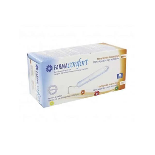 Farmaconfort Cotton Tampons With Applicator Size Superplus Unisex, 14 Units