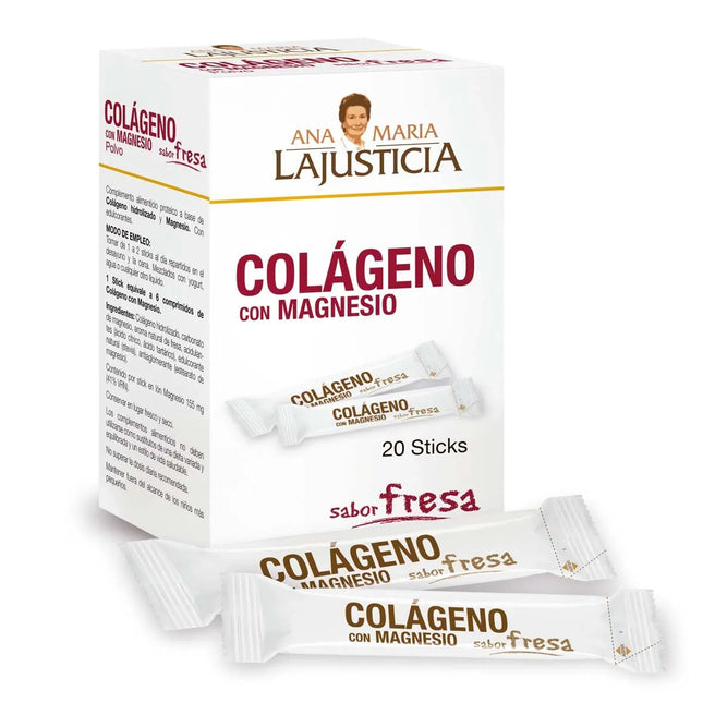 ANA MARÍA Lajusticia Colageno Con Magnesio Sabor Fresa 20stick, 4 g