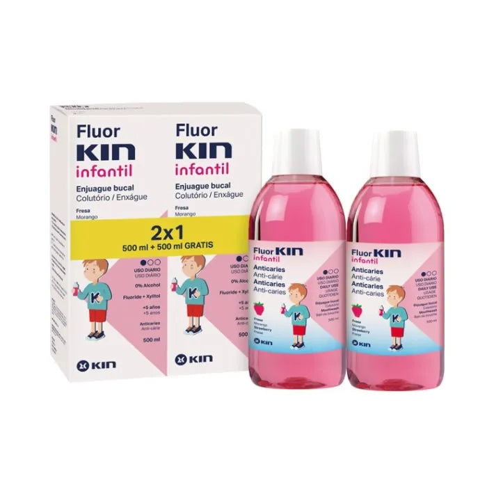 KIN Fluorkin Strawberry Children's Mouthwash, 2x500 ml