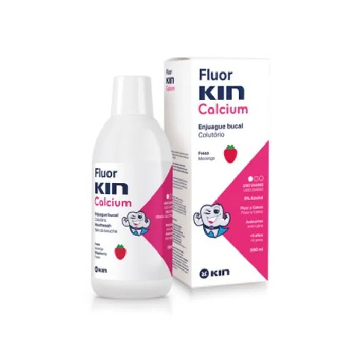 KIN Fluorkin Calcium Mouthwash Strawberry Flavor, 500 ml