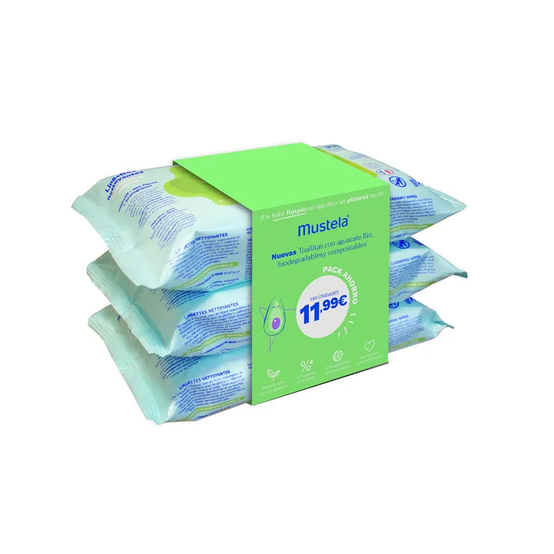 Mustela Wipes 3x, 60 Units