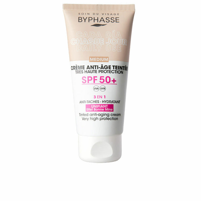 Byphasse Crema Facial Antiedad Con Color Spf50 Medium Unisex, 50 ml