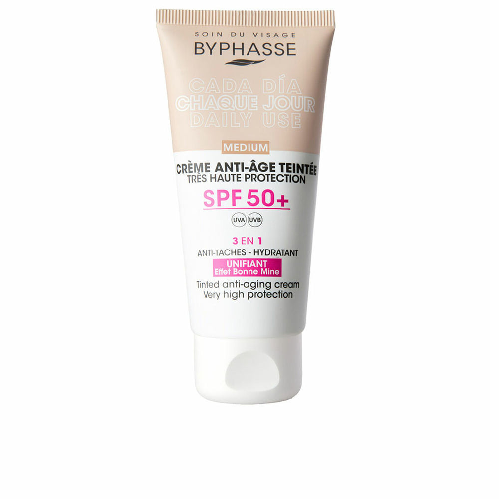 Byphasse Crema Facial Antiedad Con Color Spf50 Medium Unisex, 50 ml